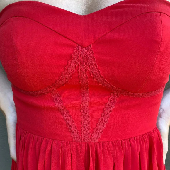 Boutique Purchased MINUET Embroidered Red Strapless Dress - size S - Picture 3 of 5